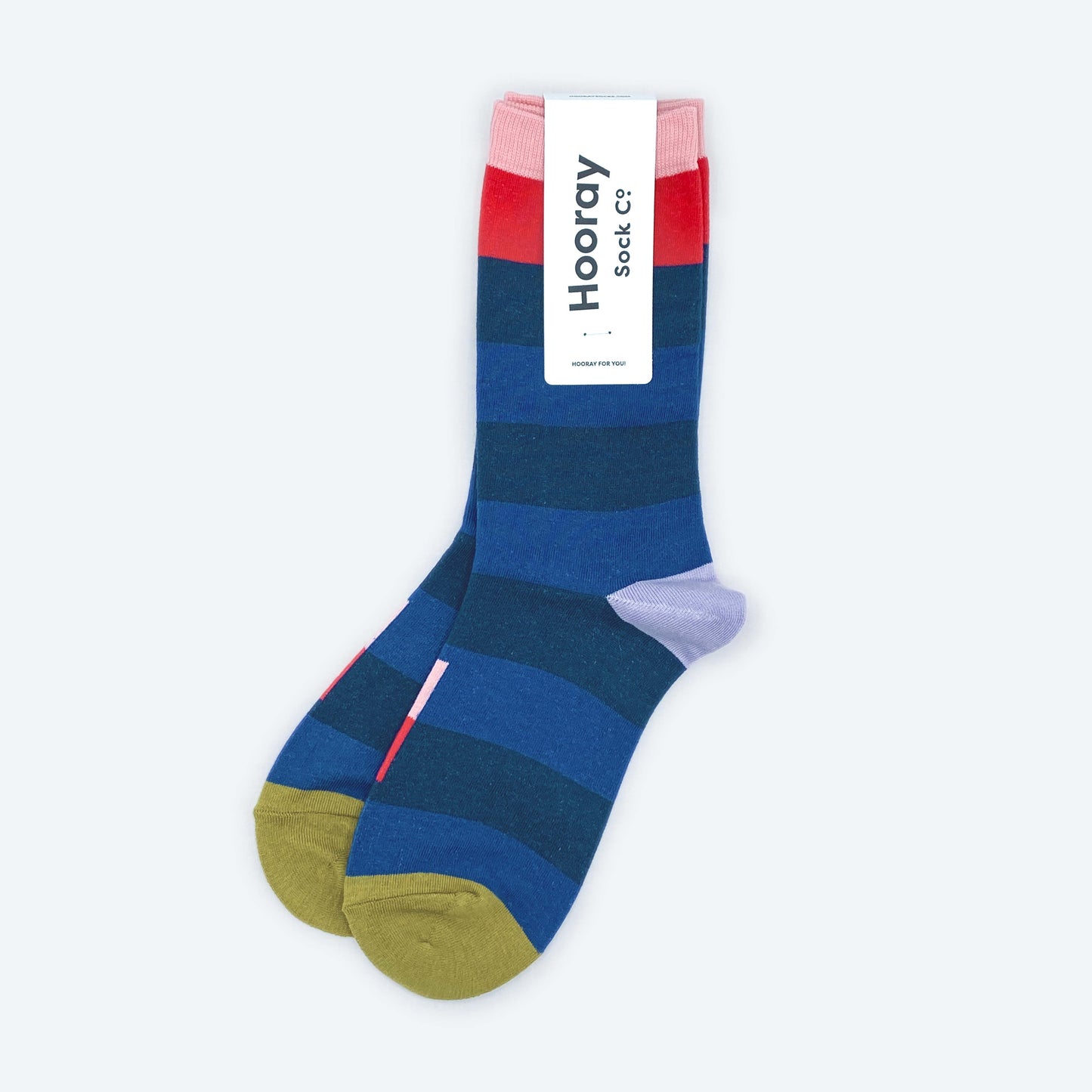 Hooray Sock Co. | Fillmore Blue Striped Crew Length Unisex Socks