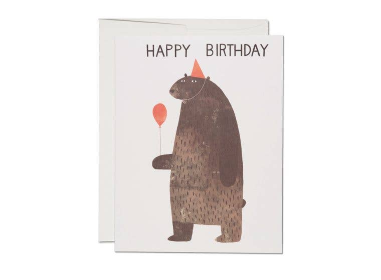 Party Bear birthday greeting card | Red Cap Cards