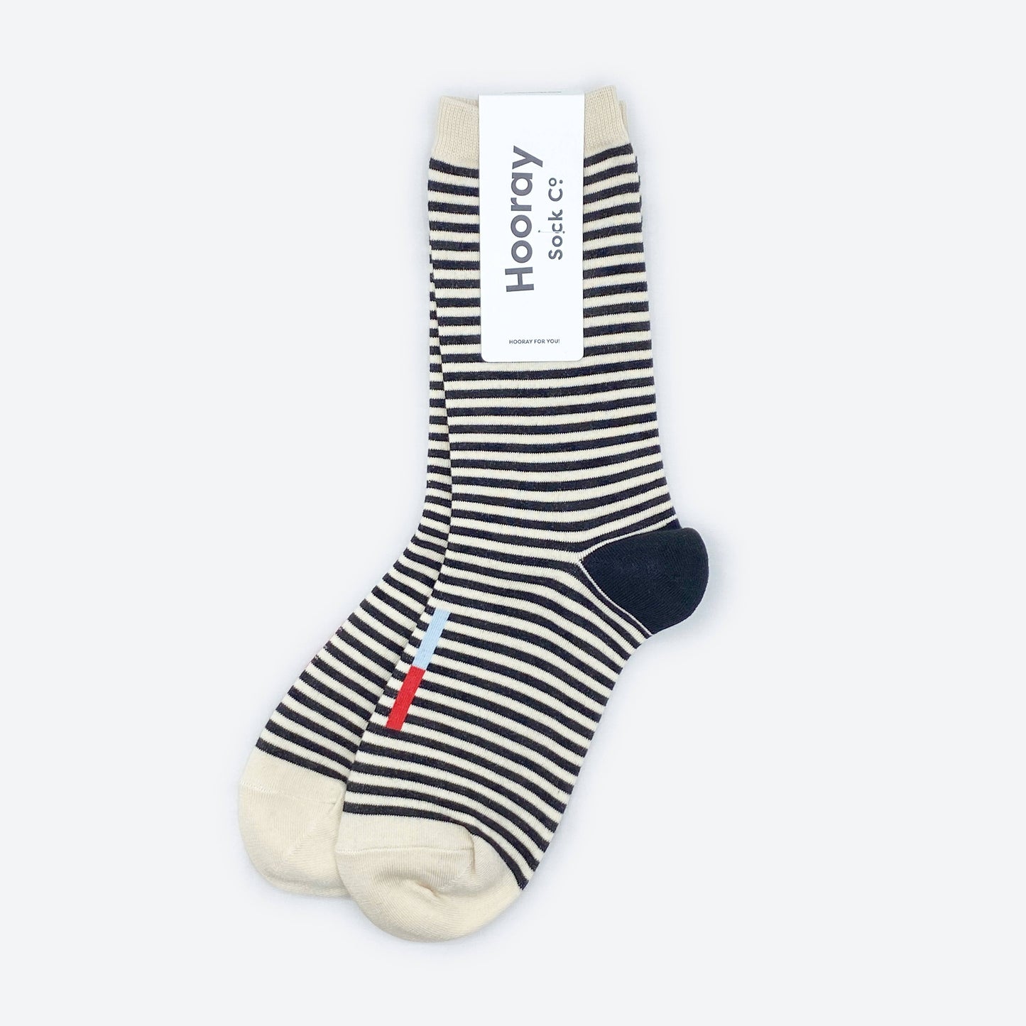 Hooray Sock Co. | Cole Black and White Striped Crew Socks