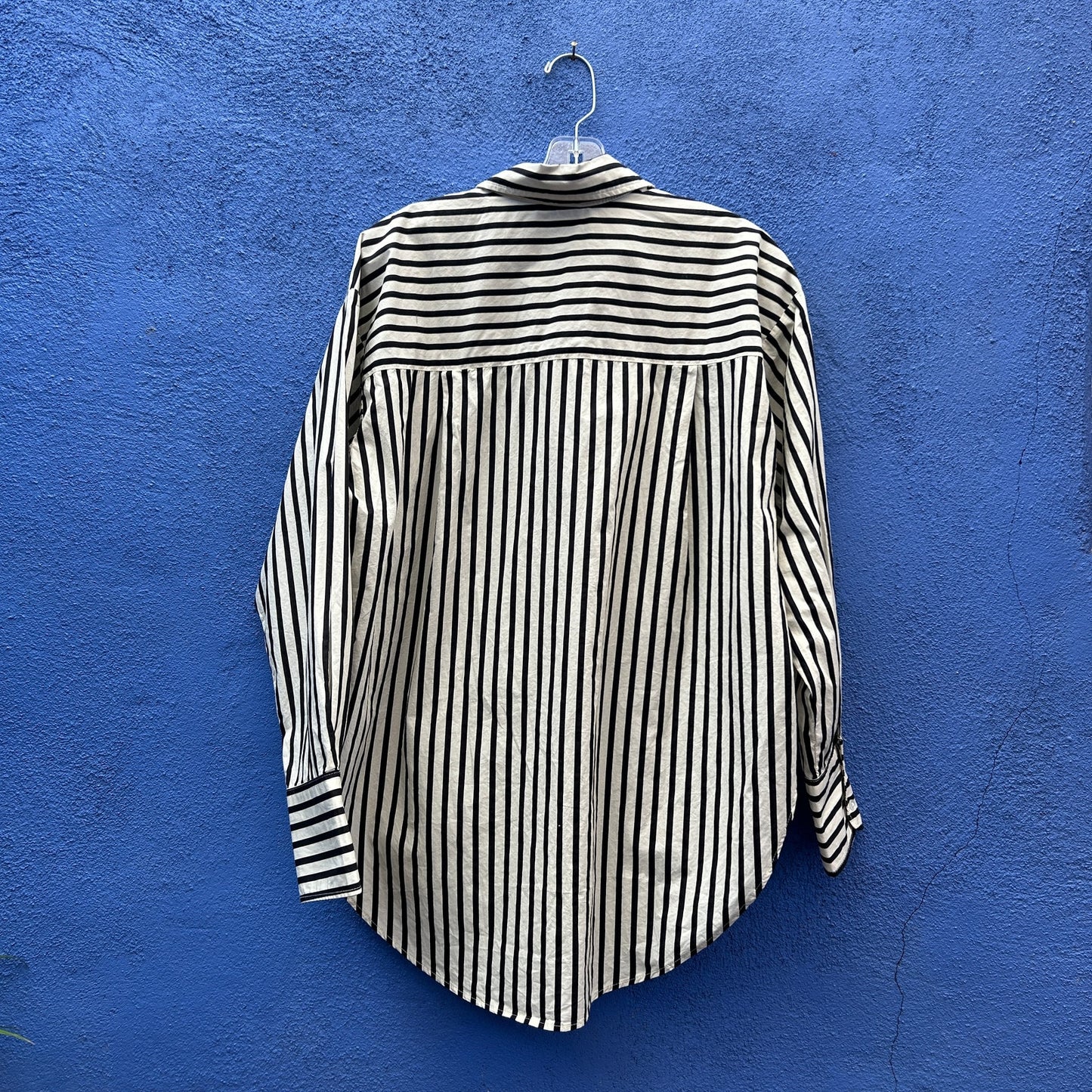 h&m oversized striped cotton minimalist button up tunic