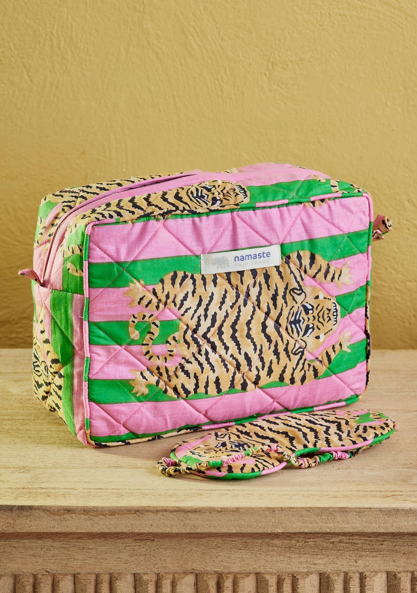 Namaste | Tiger Stripe Wash Bag Pink Green