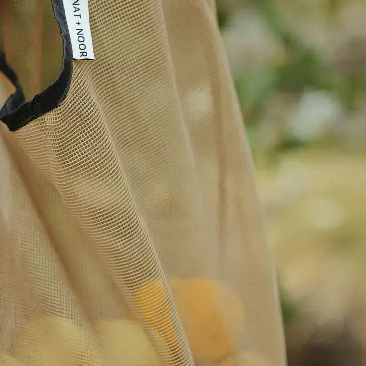 NAT + NOOR | Joan | Black + Tan | Beach Tote Bag | Nylon Mesh