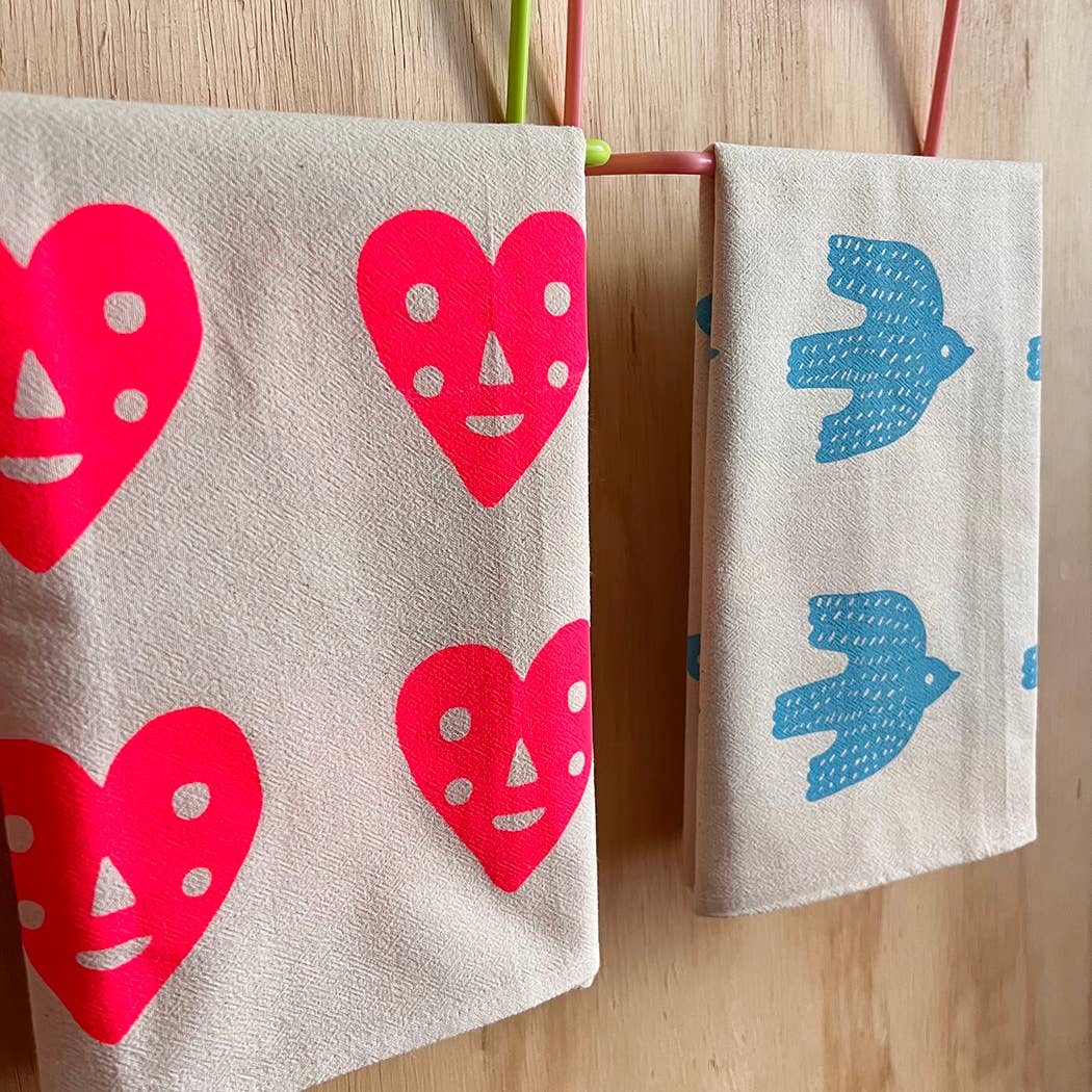 Heart screenprinted tea towel | Nice life