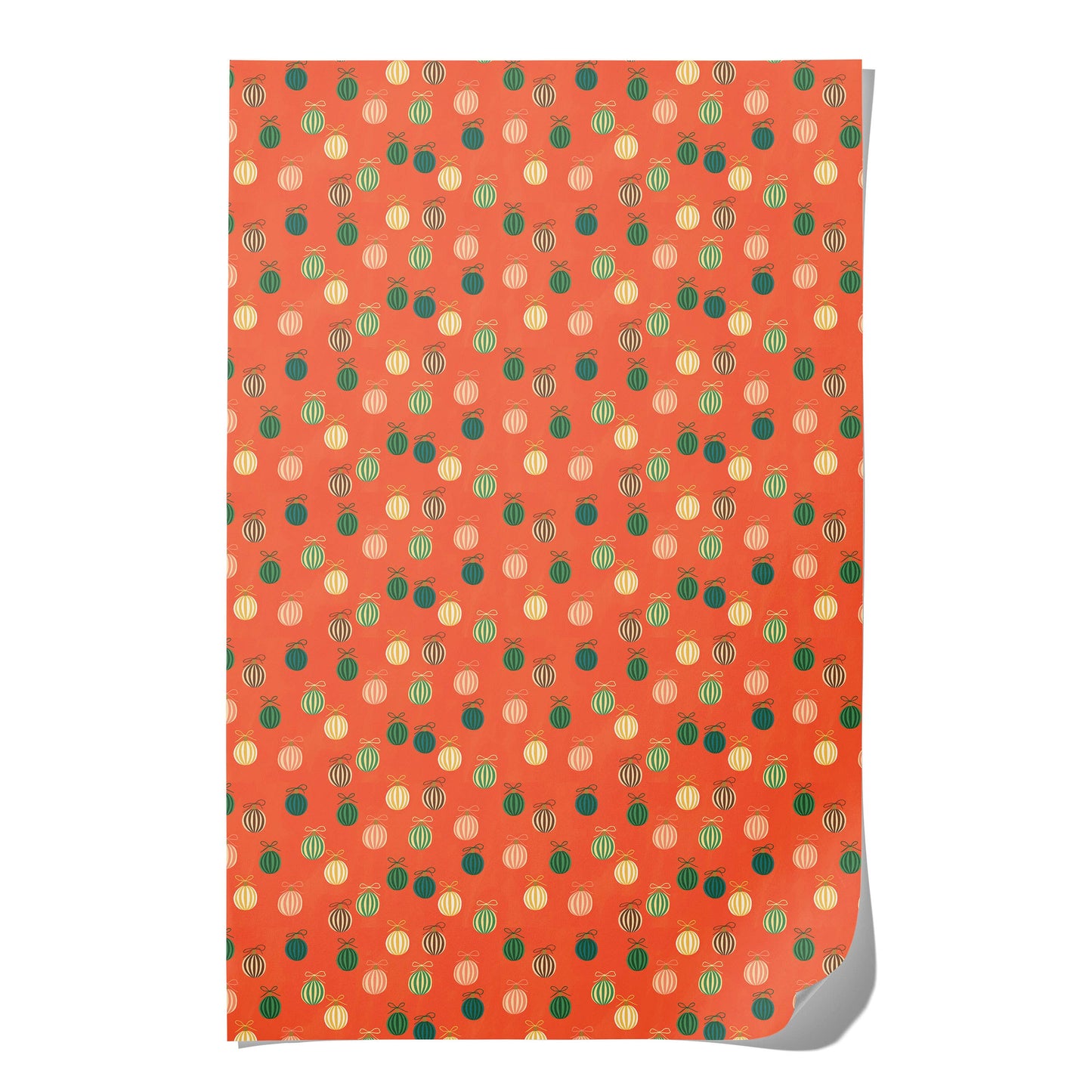 Red Cap Cards | Merry Ornaments holiday wrapping paper