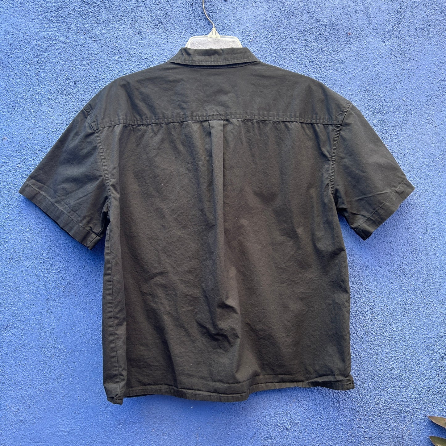 original use black snap front boxy shirt