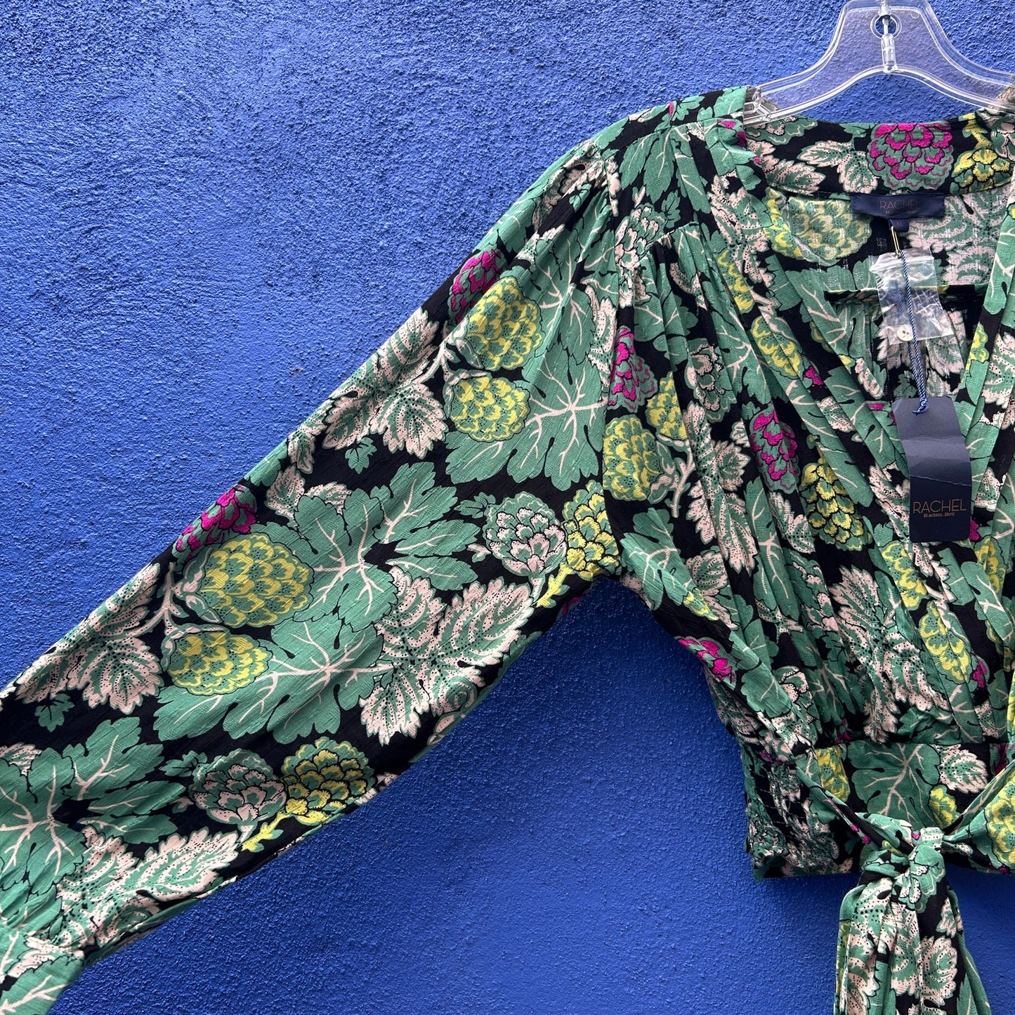 rachel rachel roy green floral cropped surplice blouse - NWT