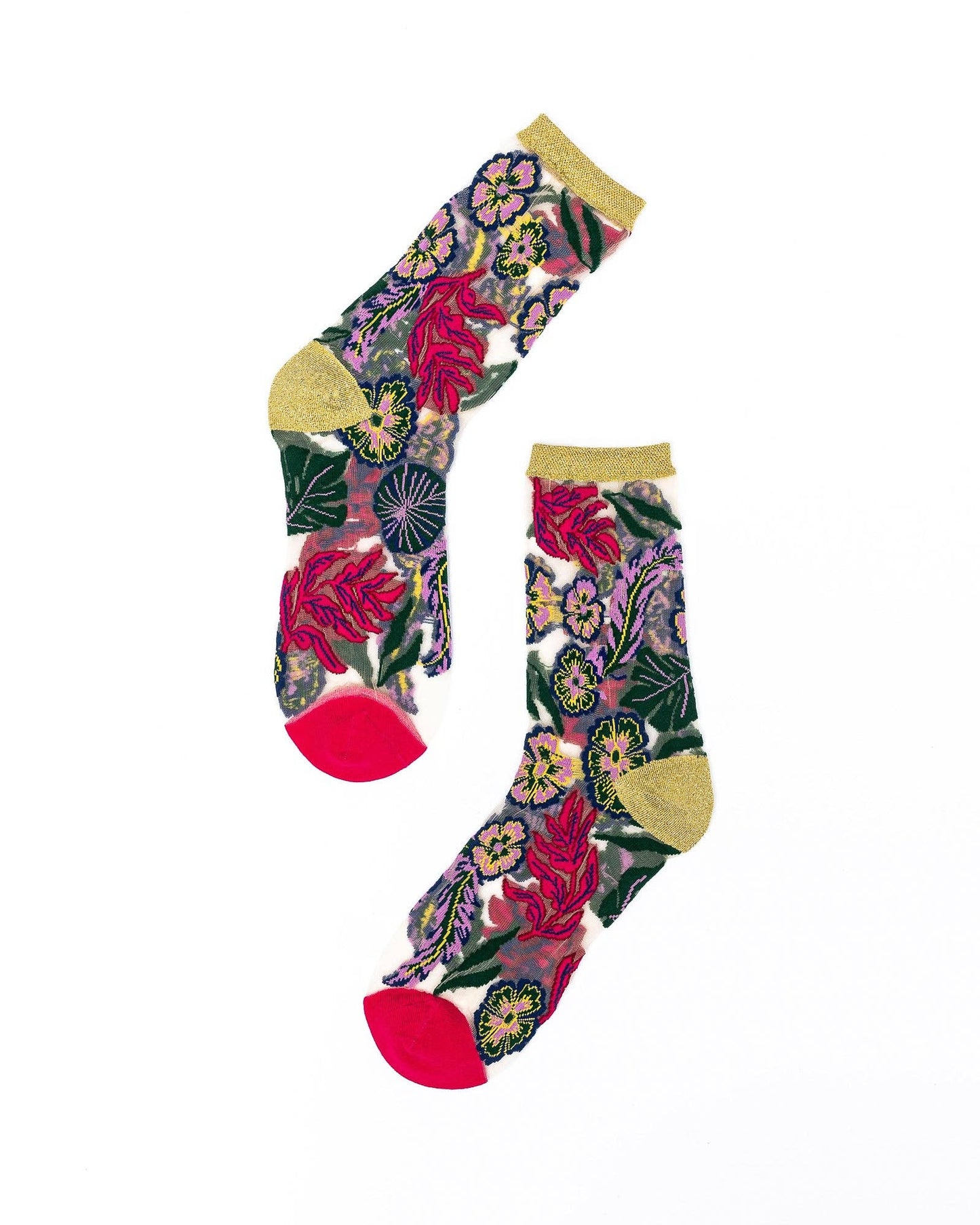 Festive Floral Sheer Crew Sock | Sock Candy