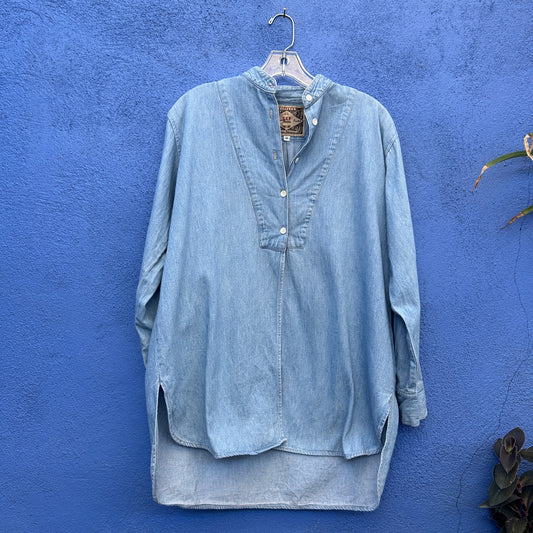 vintage express chambray 5 button top