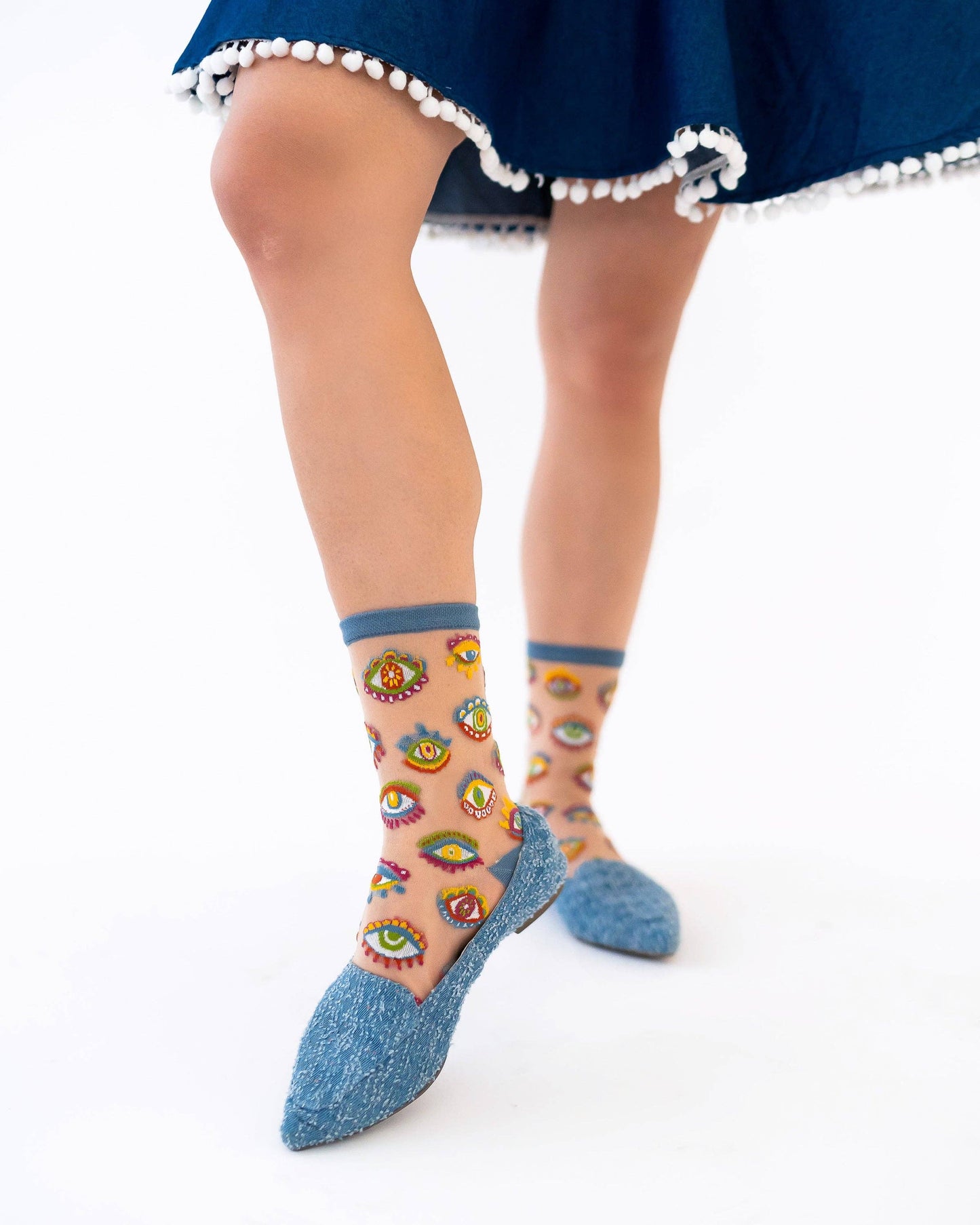 Evil Eye Sheer Crew Sock | Sock Candy