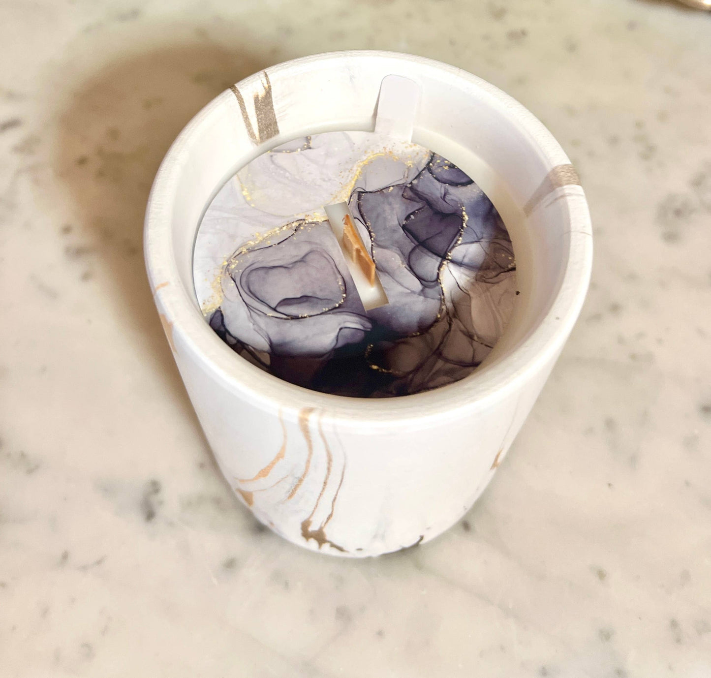 Biophilia:  Gold & White Marble Labdanum Scented Candle | The Sacred Wild Candle Co