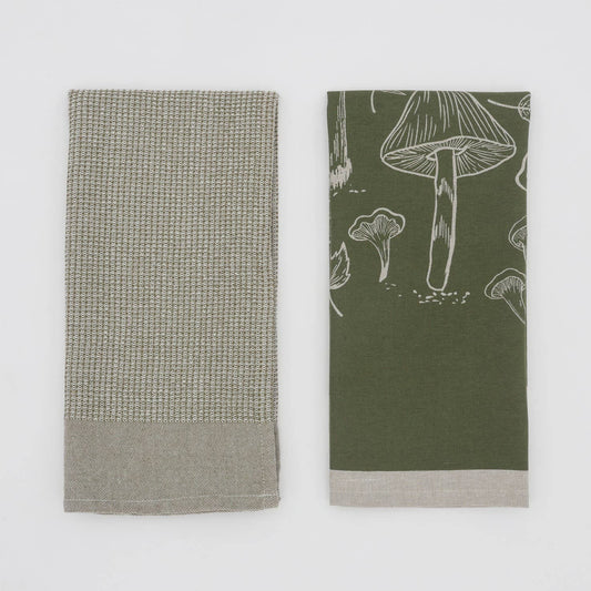 Green Mushroom Waffle Tea Towel | Raine & Humble