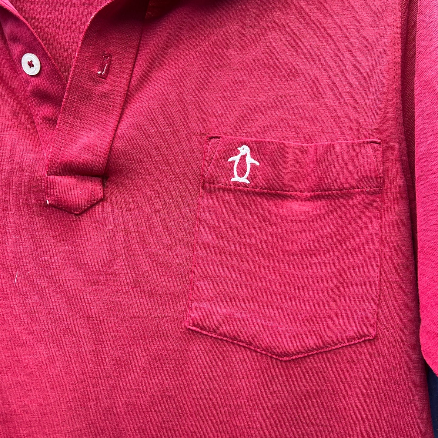 vintage original penquin by munsing wear red polo shirt