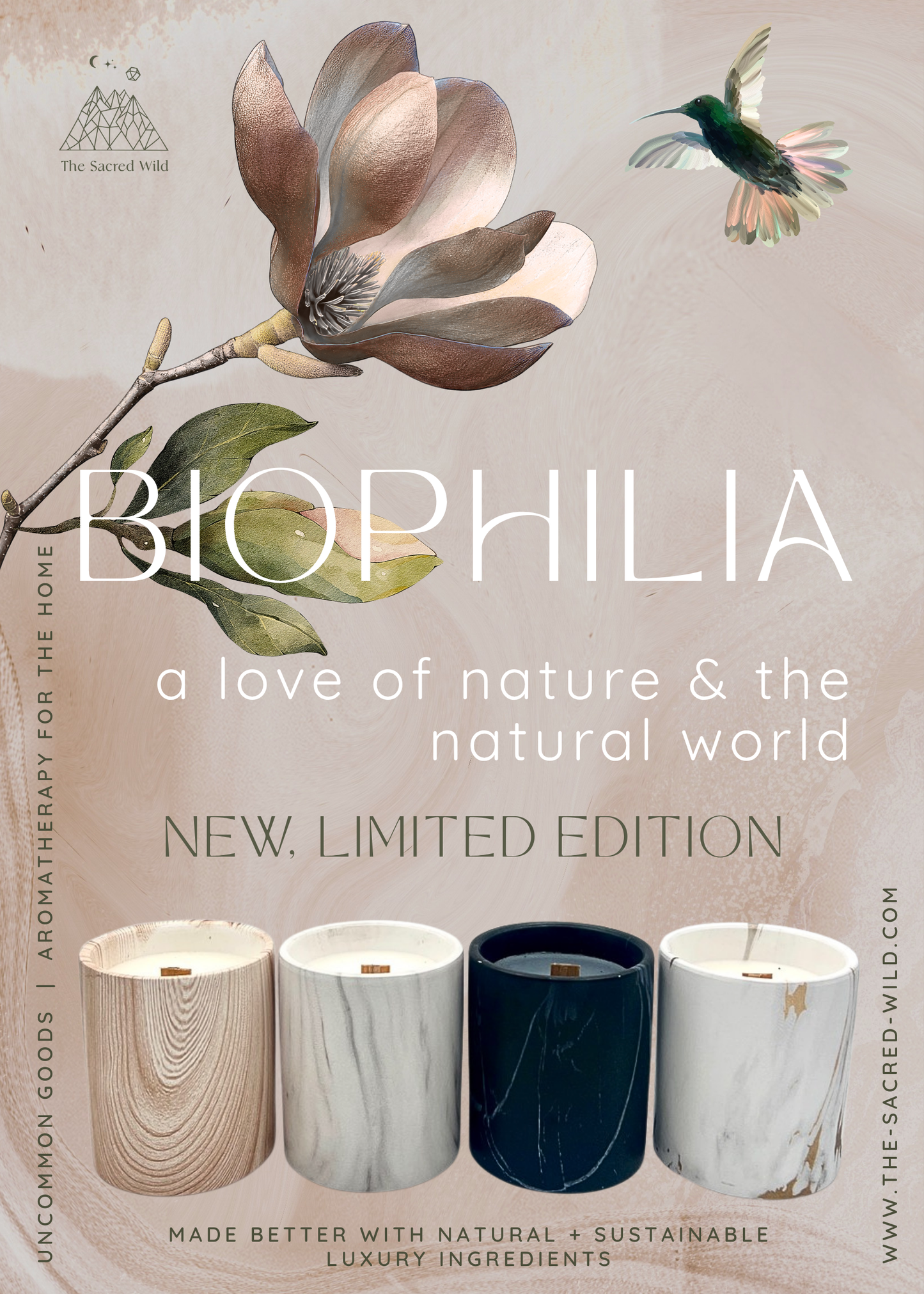 Biophilia: White Marble + Pure Fresh Air Scented Candle | The Sacred Wild Candle Co