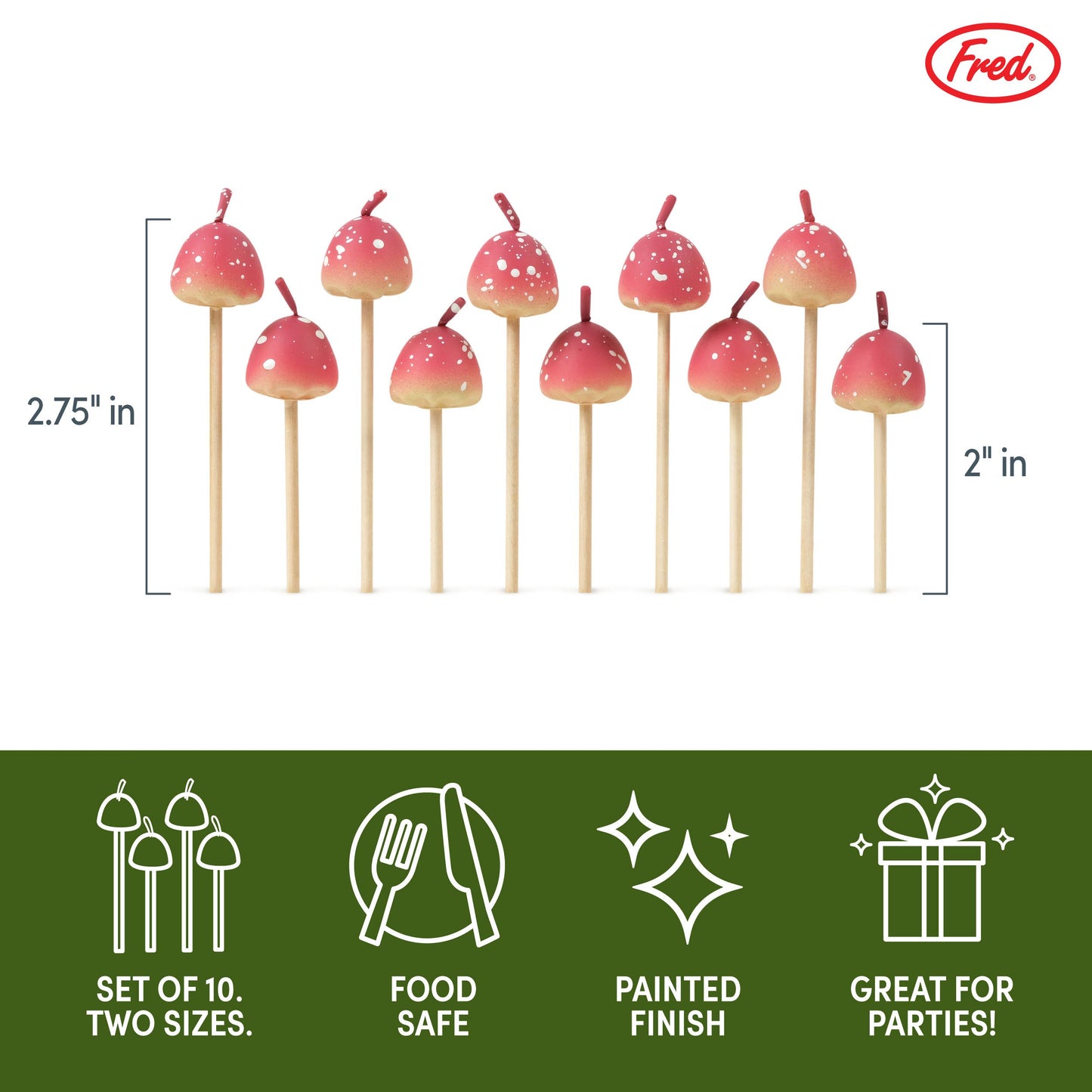 Woodland Wicks - Mushroom Birthday Candles - Set of 10 | Fred & Friends