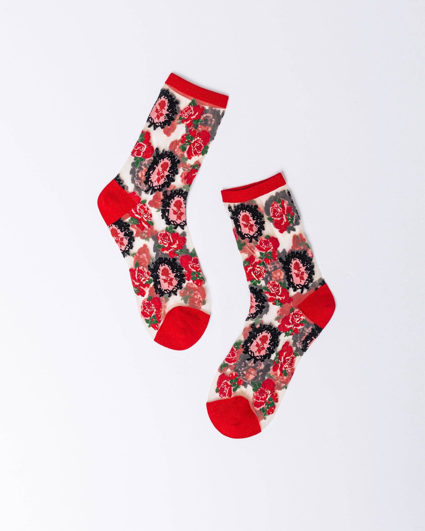 Cameo Rose Sheer Crew Sock | Sock Candy
