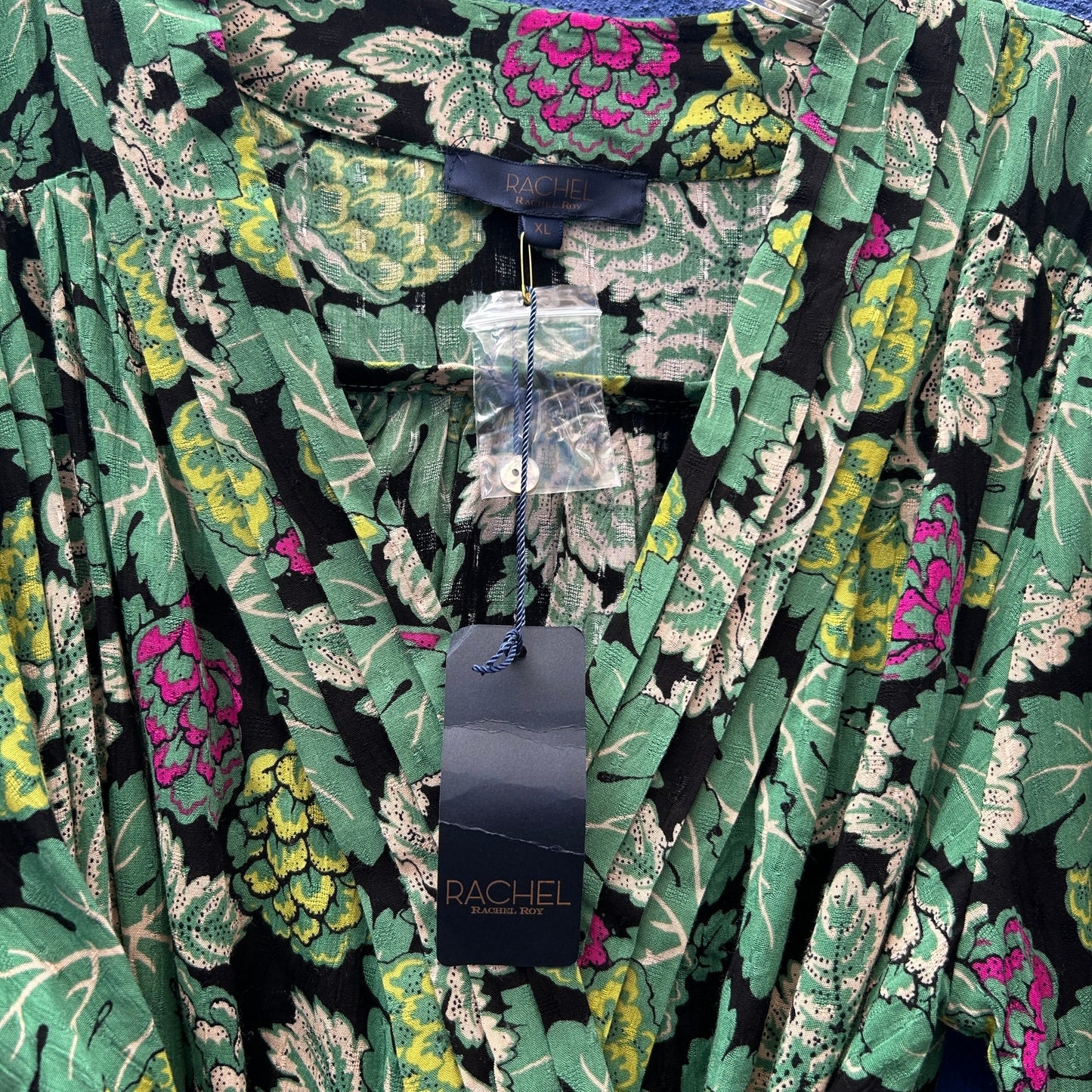 rachel rachel roy green floral cropped surplice blouse - NWT