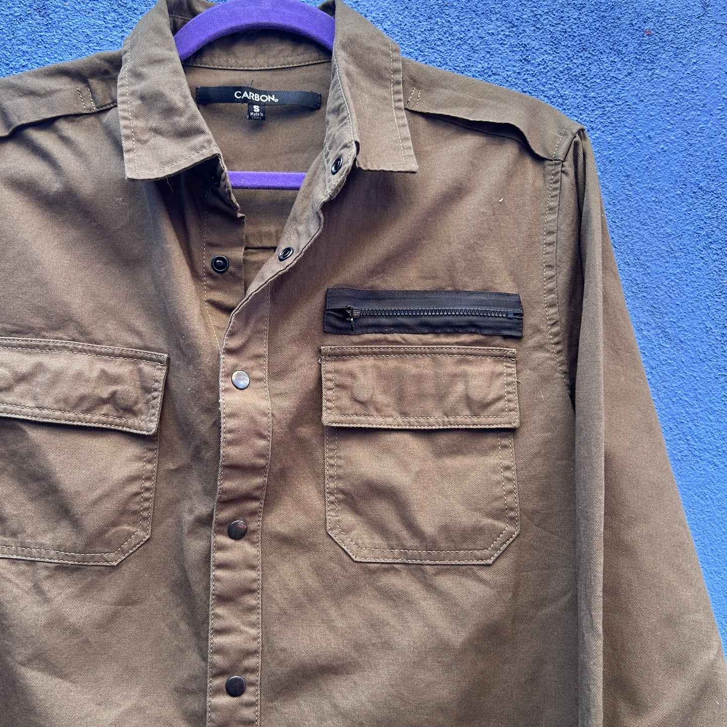 carbon army-esque snap front shirt