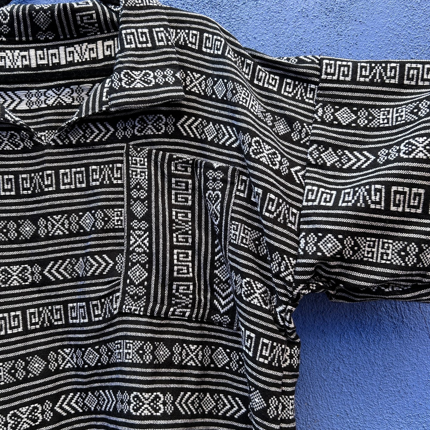 vintage woven guatamalan print popover top