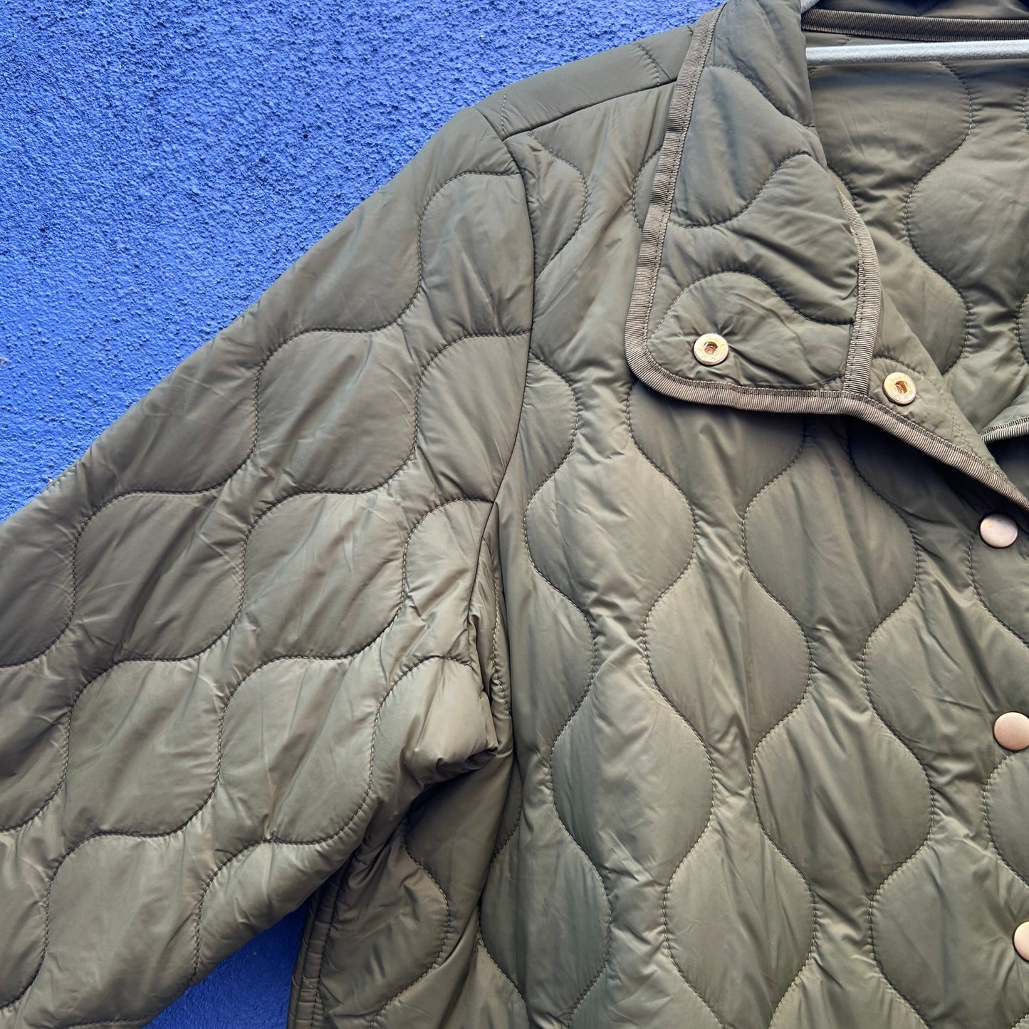 coldwater creek army green quilted jacket