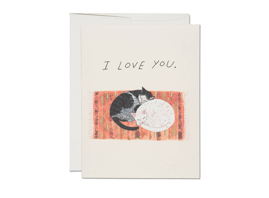 Cat Cuddle love greeting card | Red Cap Cards