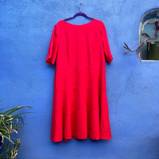 boden red wool blend shift dress