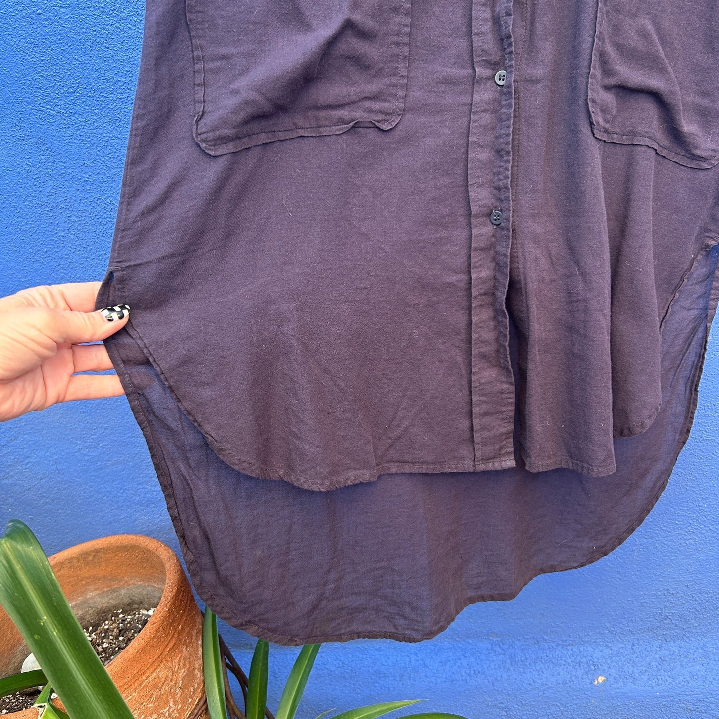aritzia talula navy cotton blend shirt dress