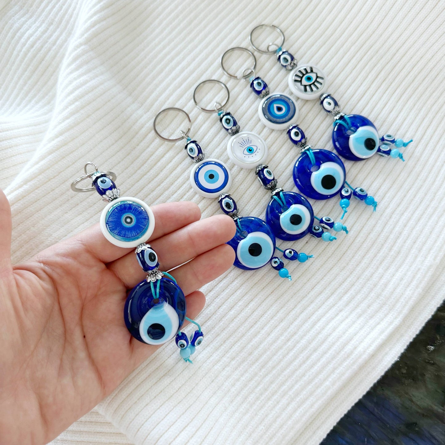 Blue Evil Eye Keychain Handmade, Evil Eye Keychain Favors | Evileyefavor