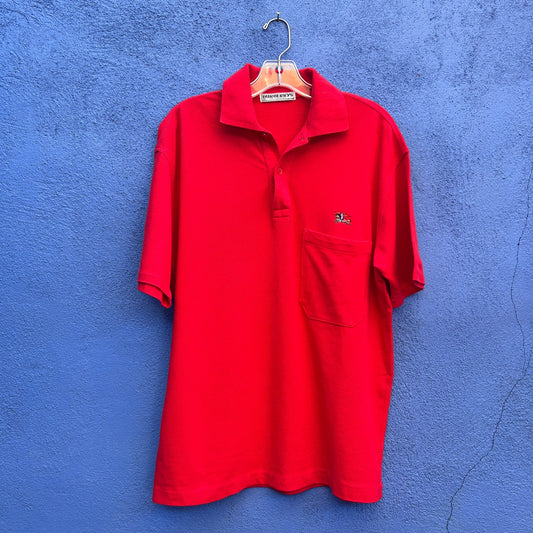 vintage burberry's of london red polo shirt