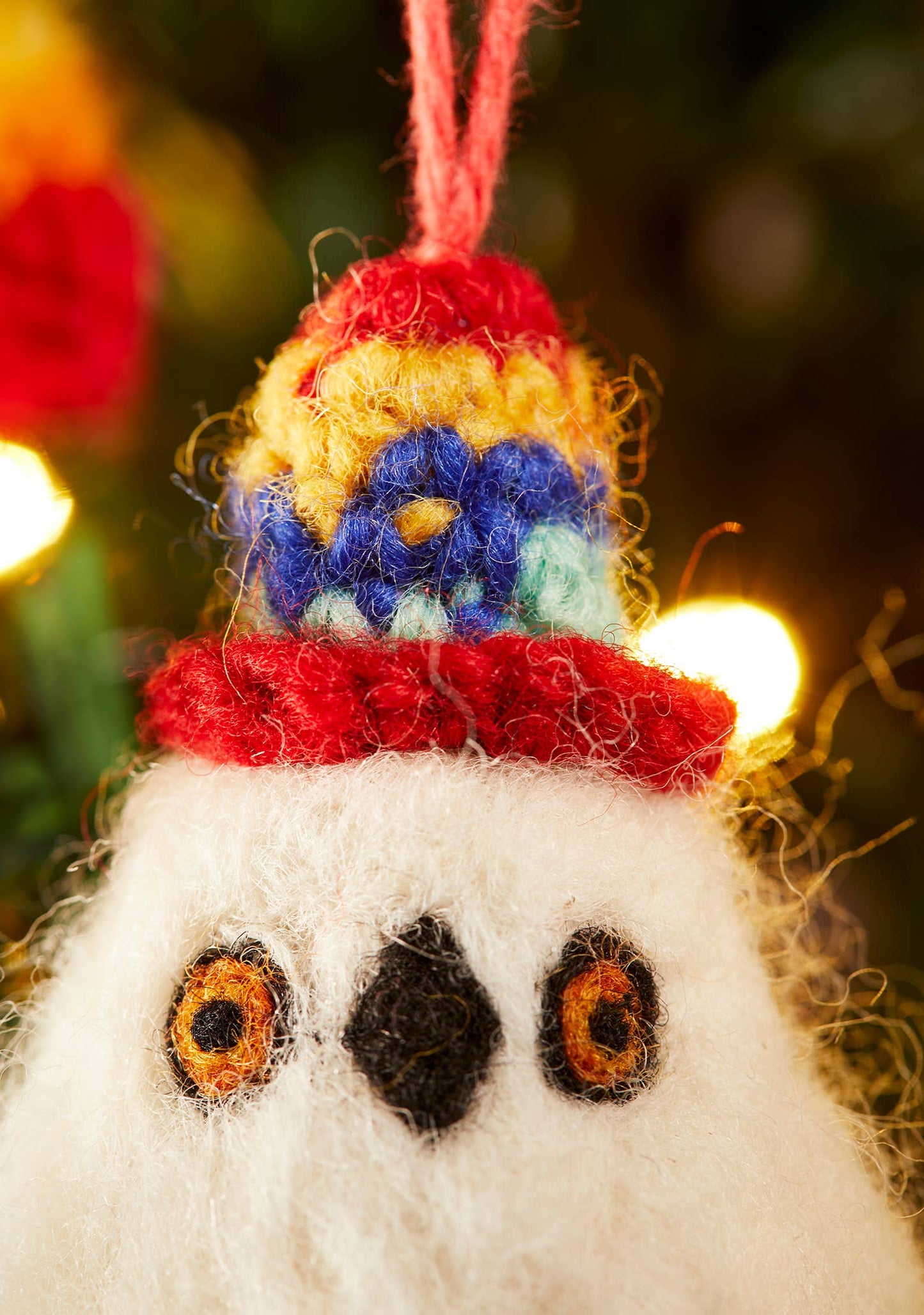 Felt Owl in Rainbow Knitted Wool Hat | Namaste