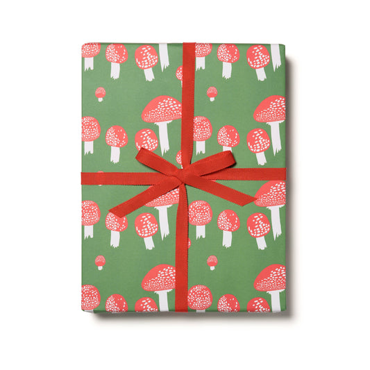 Red Cap Cards | Festive Mushrooms wrapping paper