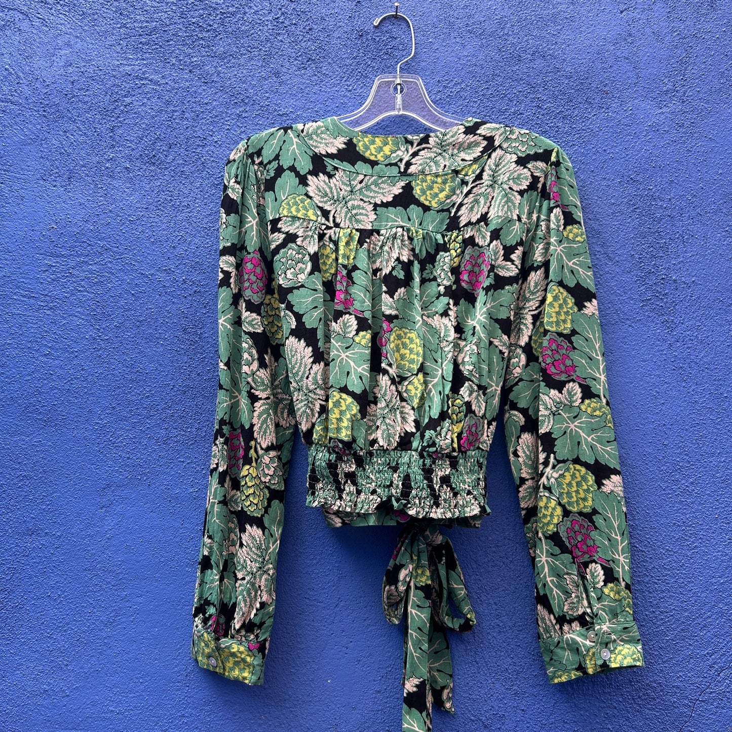 rachel rachel roy green floral cropped surplice blouse - NWT