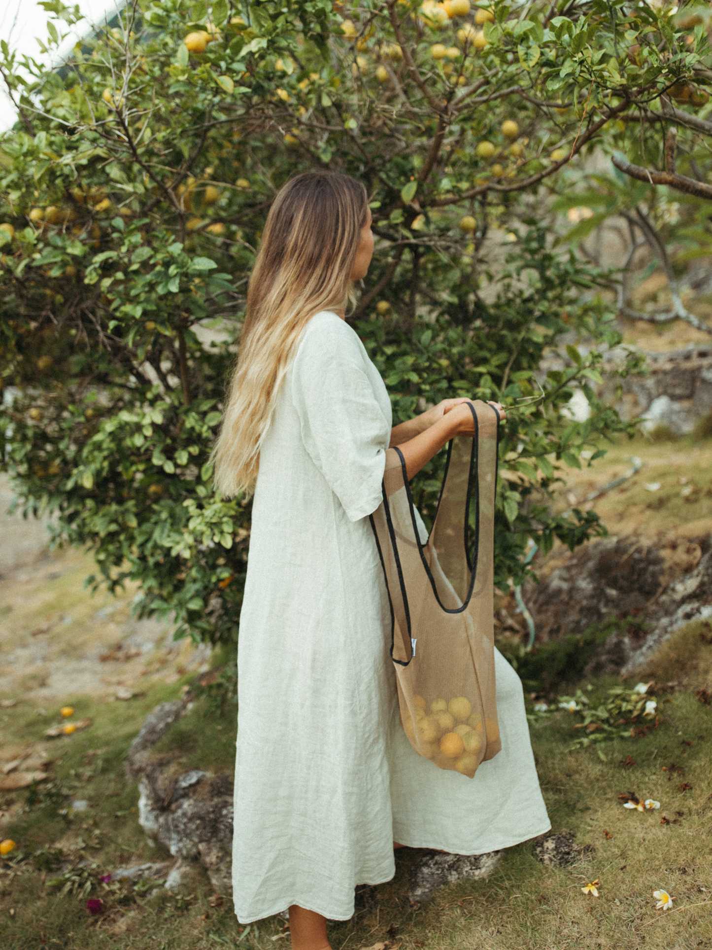 NAT + NOOR | Joan | Black + Tan | Beach Tote Bag | Nylon Mesh