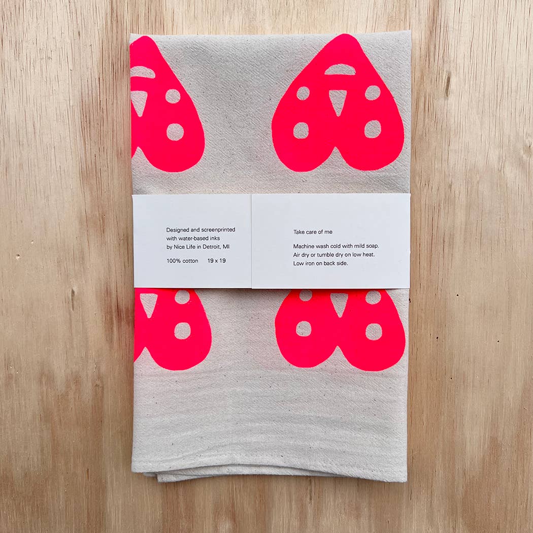 Heart screenprinted tea towel | Nice life