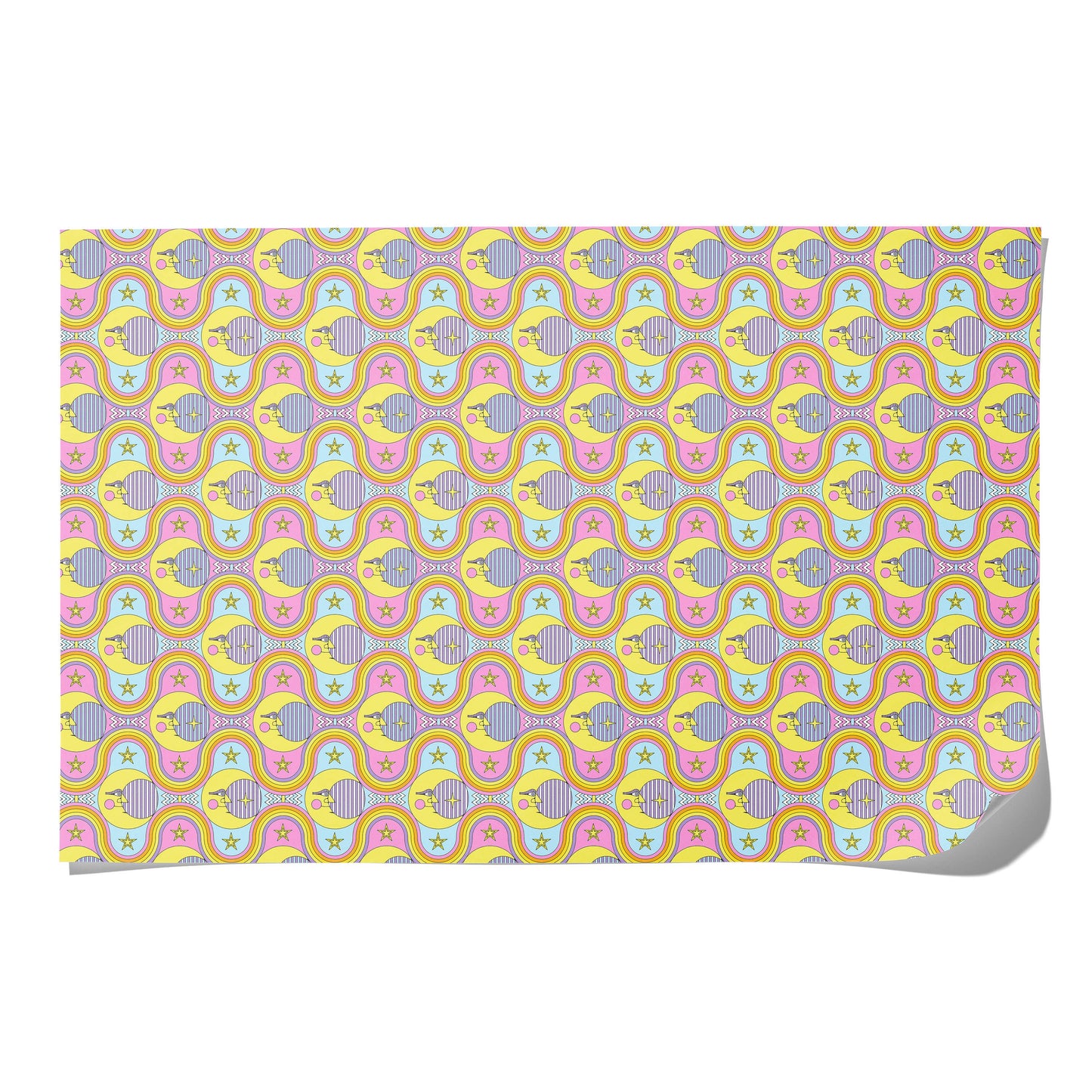Red Cap Cards | Moon and Rainbows wrapping paper