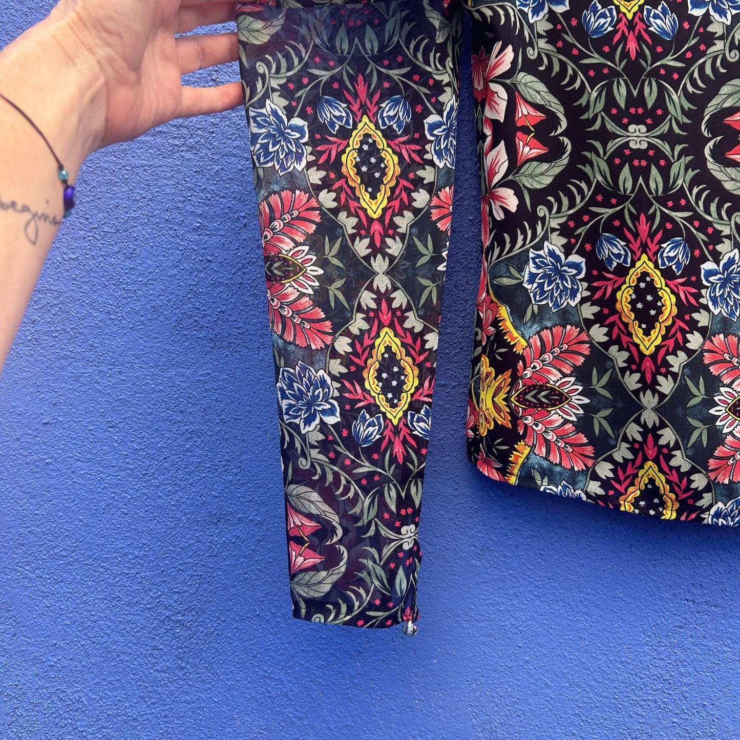 rebecca minkoff sheer poof sleeve floral top