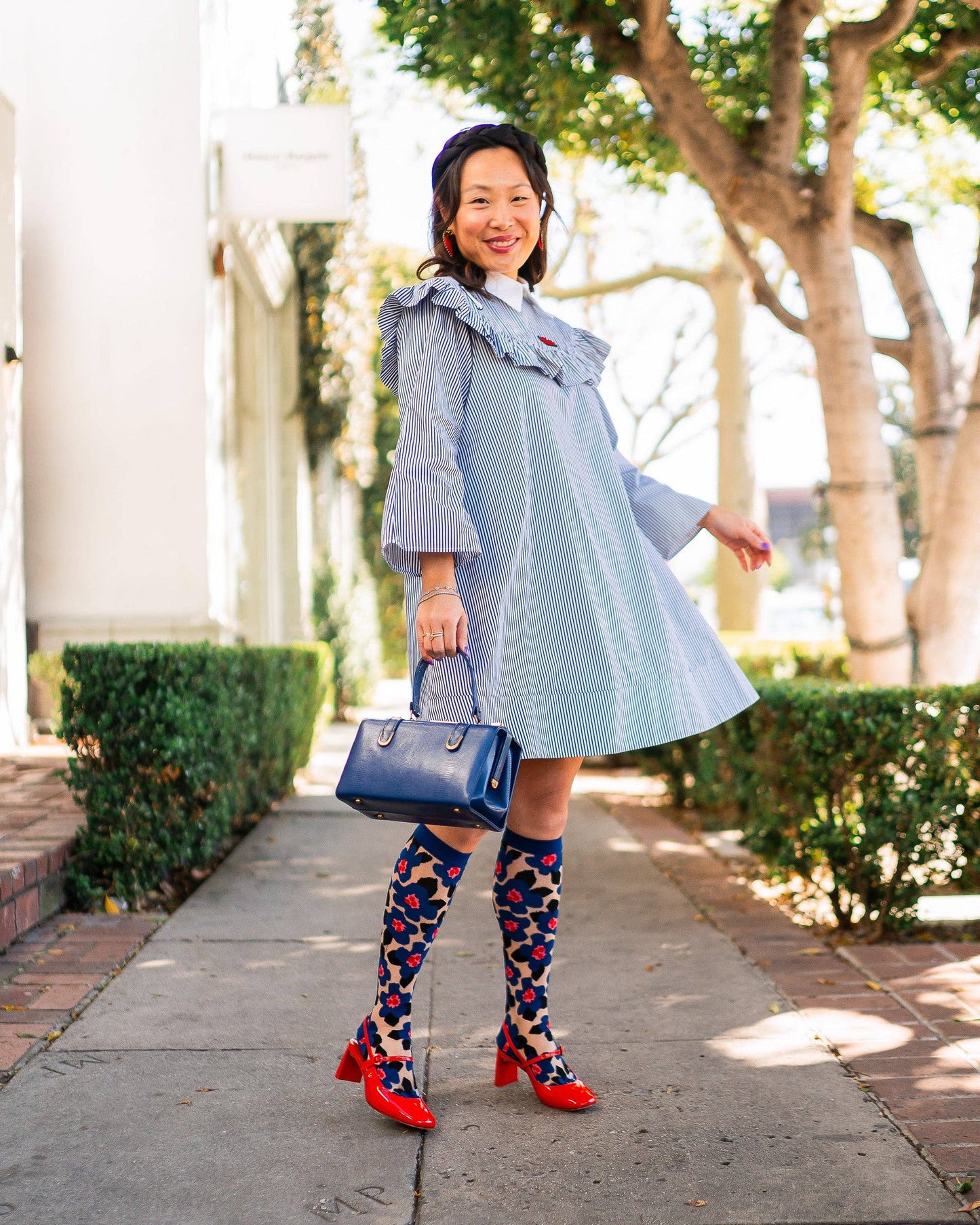 Bold Blue Sheer Knee High Sock | Sock Candy