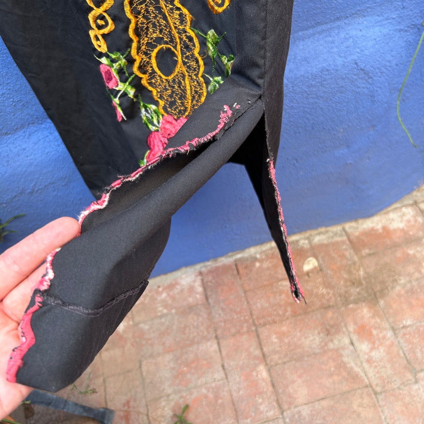 vintage black embroidered peasant maxi dress