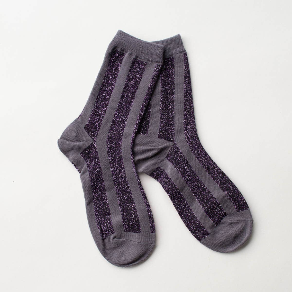 Tiepology | Glitter Vertical Striped Crew Socks