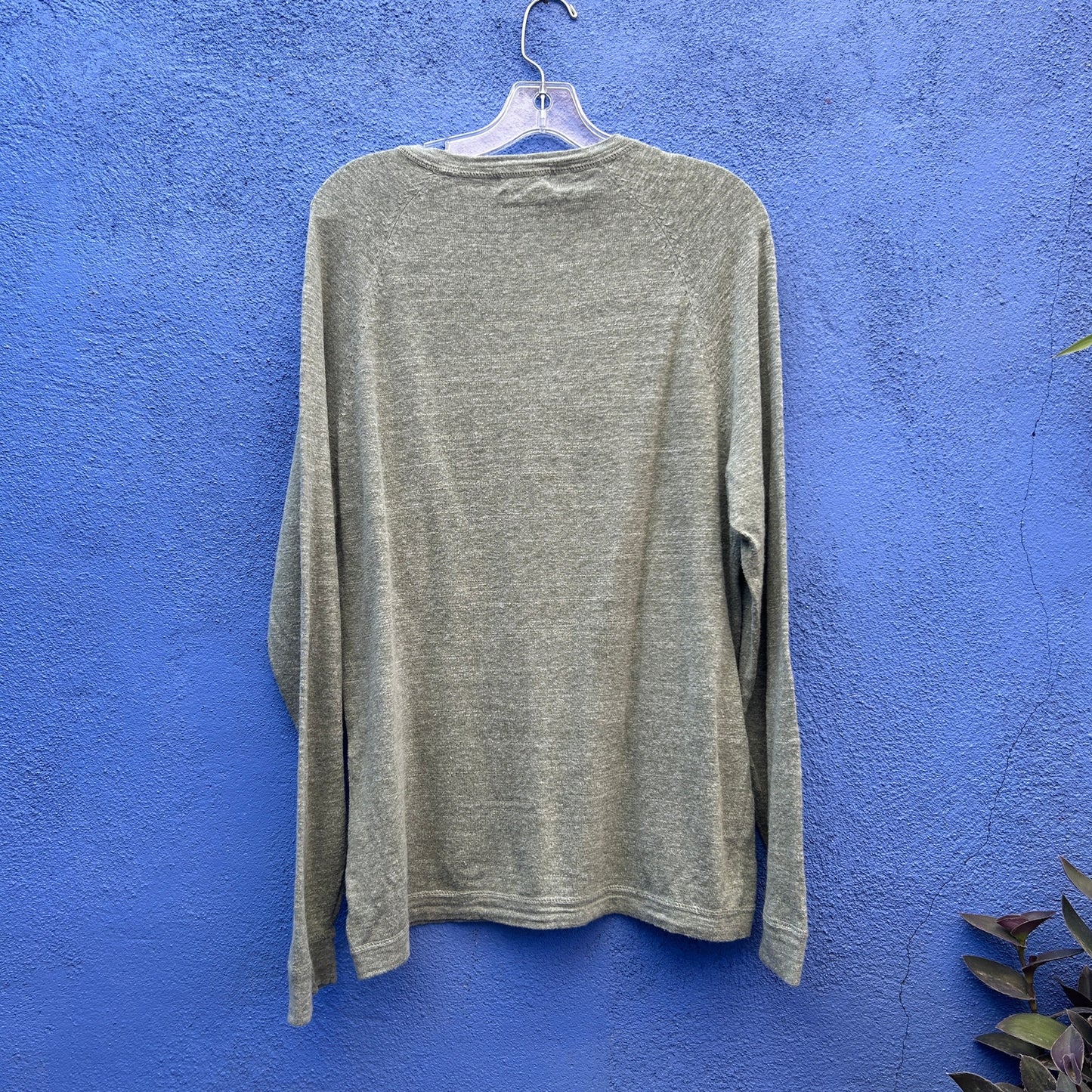 dressman linen blend raglan knit long sleeve pop over top