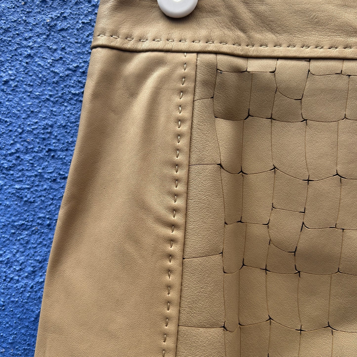 elie tahari ellis leather skirt in sand - NWT