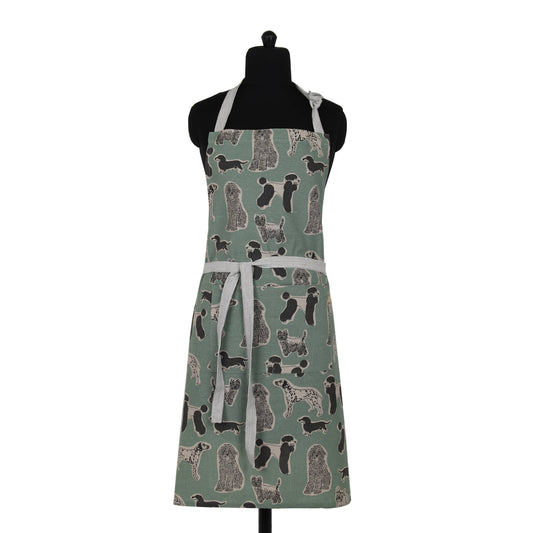 Aqua Storm Dog Print Apron  Standard Tie style | Raine & Humble