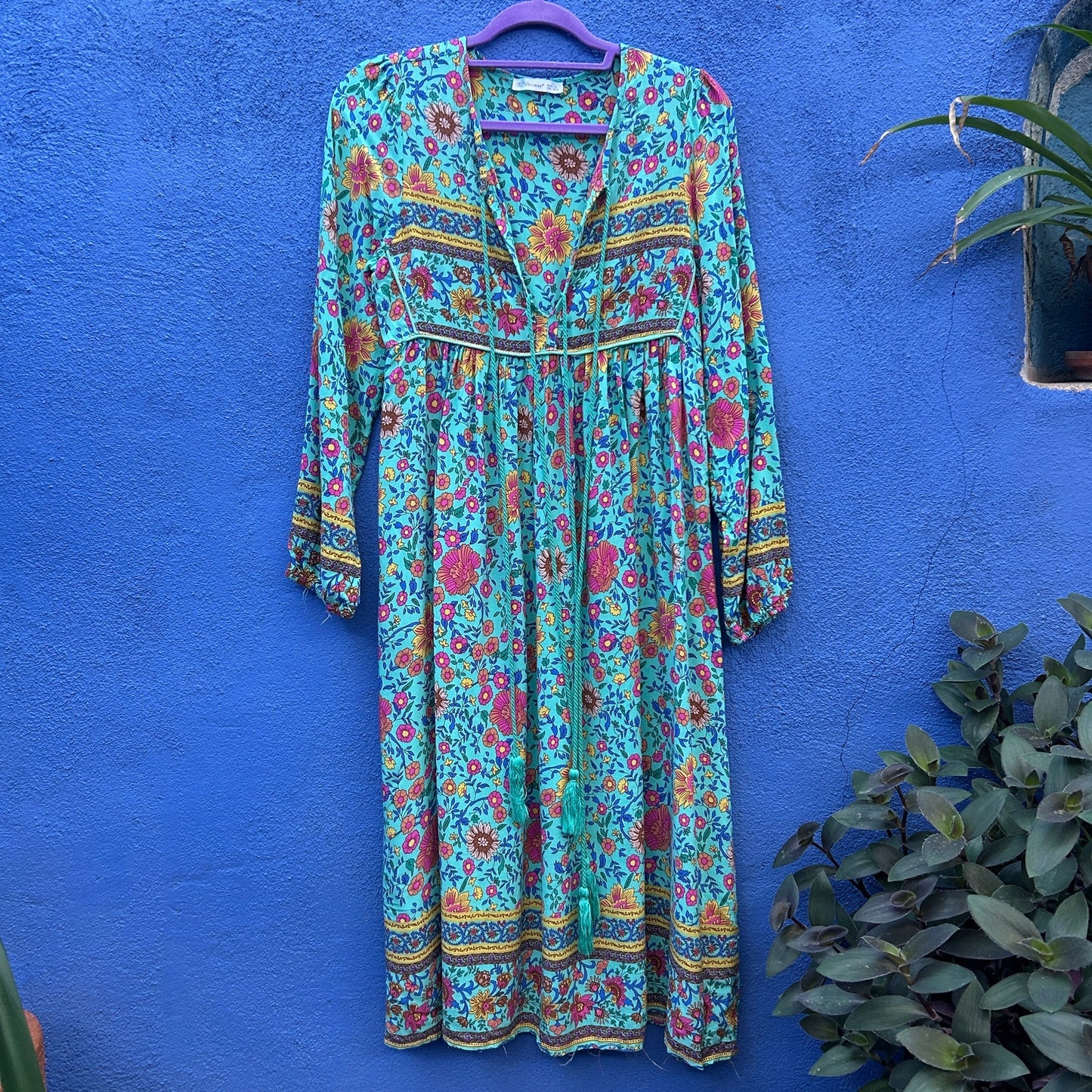 r vivimes blue tasseled boho nap dress