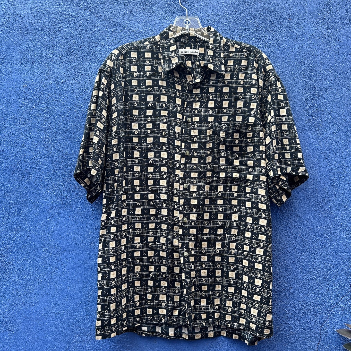 vintage 90s pierre cardin men's rayon button down