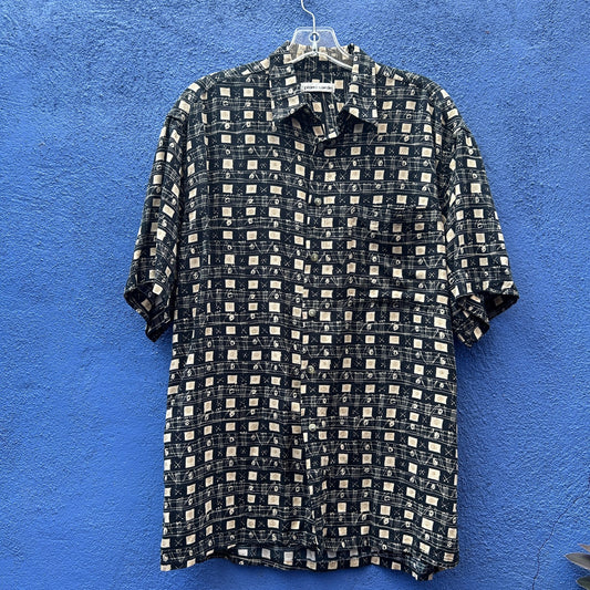 vintage 90s pierre cardin men's rayon button down