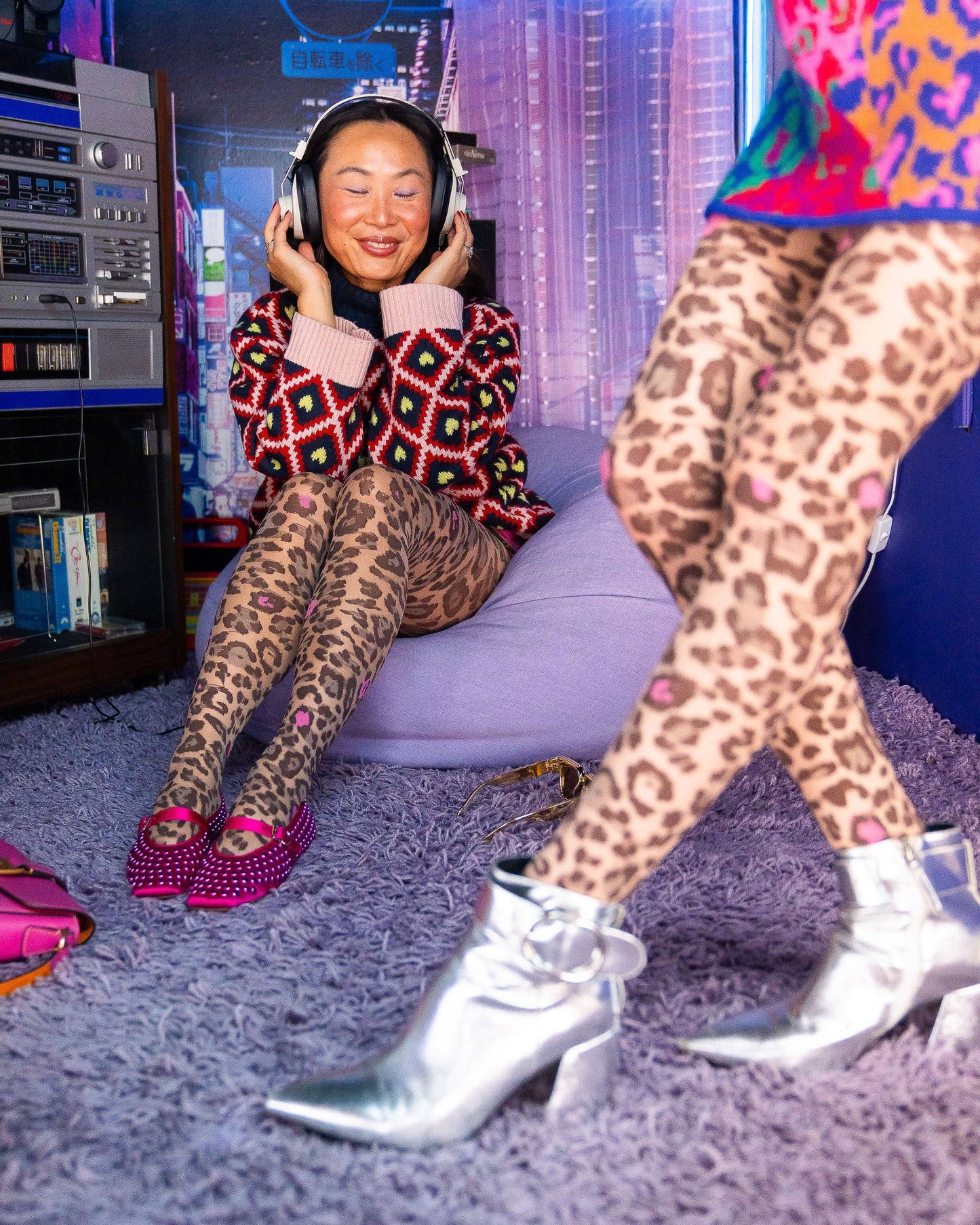 Pink Pop Leopard Print Sheer Tights | Sock Candy