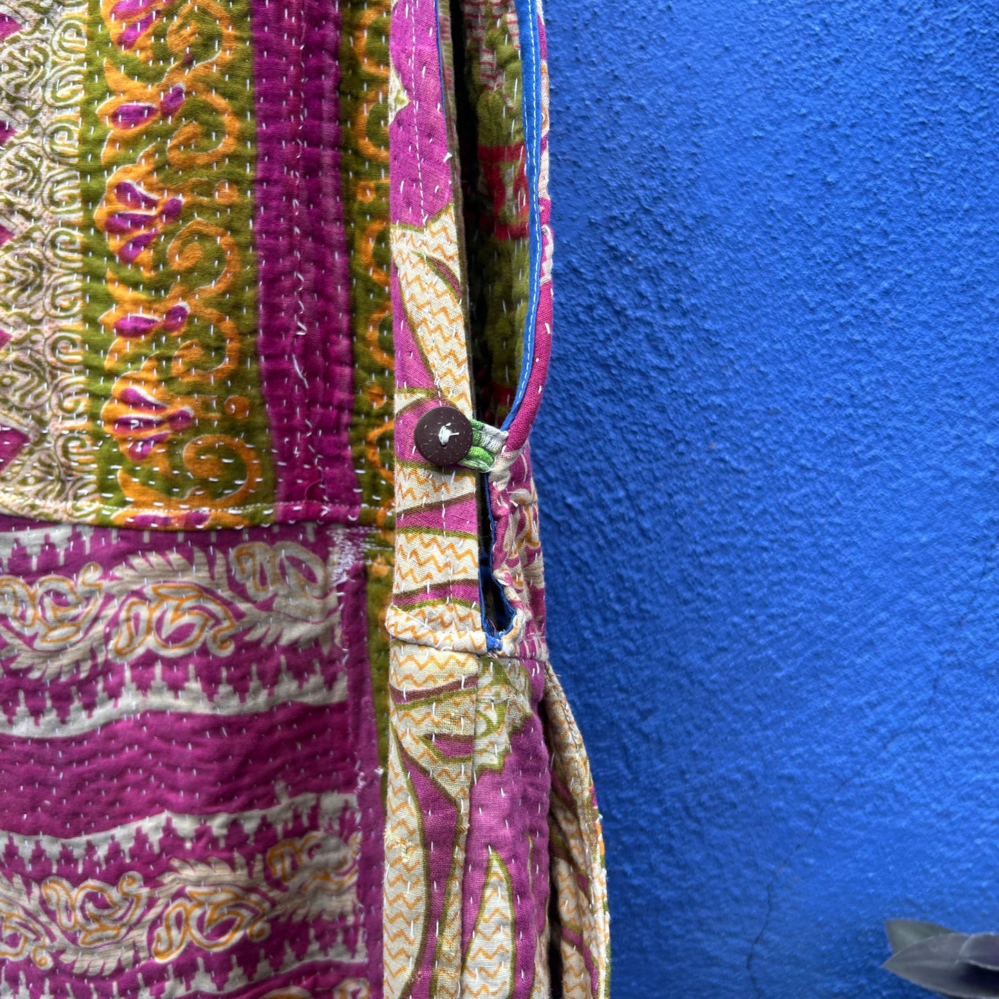 earthbound recycled kantha quilt overalls
