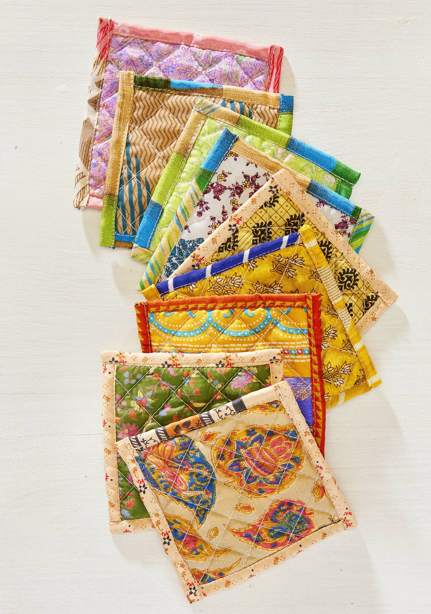 Recycled Sari Quilted Coaster | Namaste