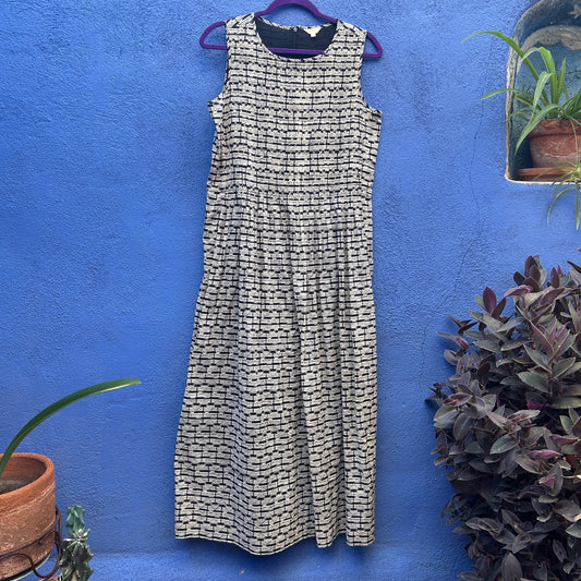 layla black and white cotton sleeveless maxi dress