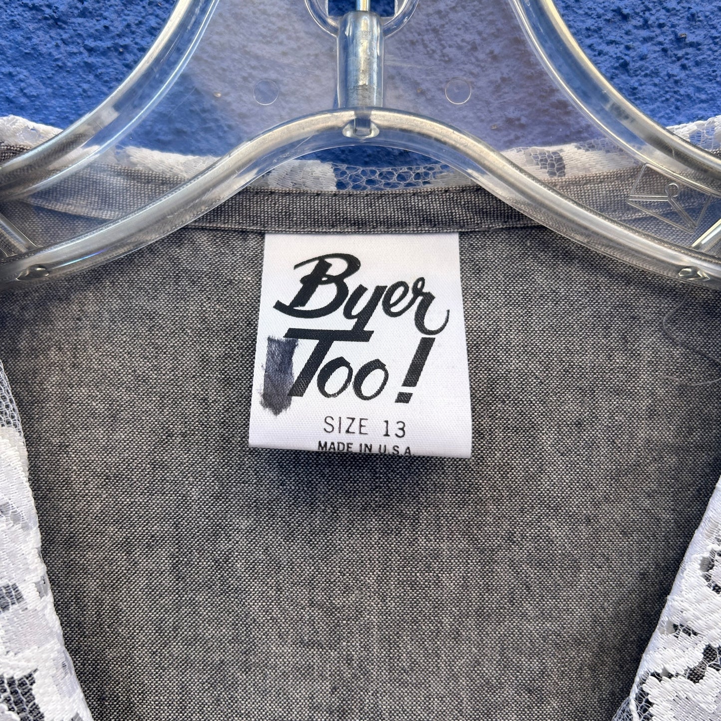 vintage 80s byer too! lace flanked gray cotton jumpsuit