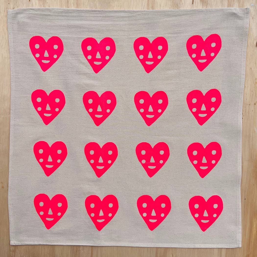 Heart screenprinted tea towel | Nice life